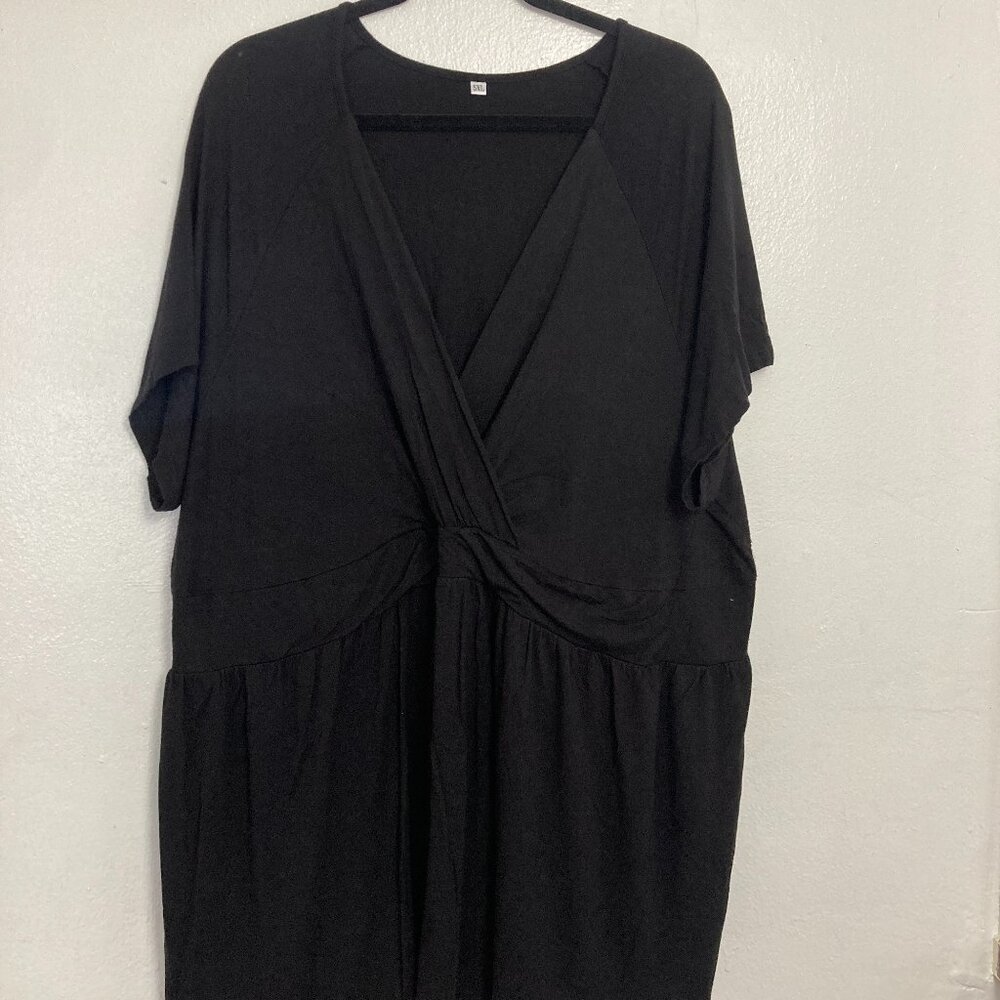 Plus 5X Black Surplice Babydoll Dress/Tunic